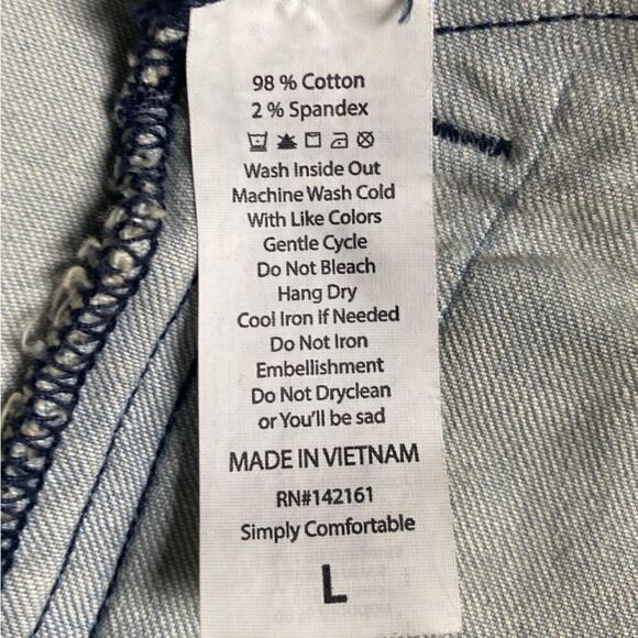 LULAROE Harvey Embroidered Jean Jacket Aztec Light Wash Denim Women’s Size Large - Picture 8 of 9